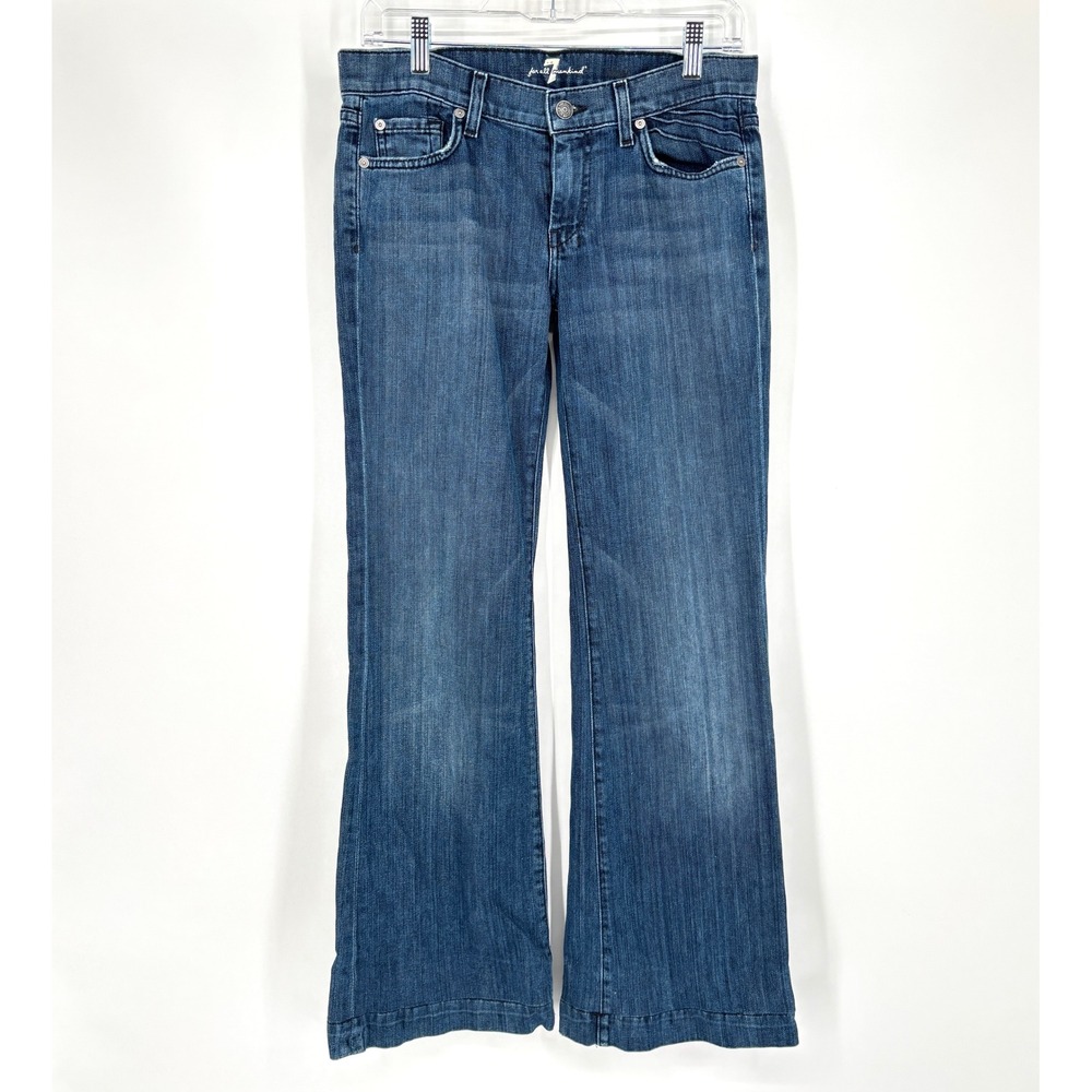 7 For All Mankind Dojo Wide Leg Jeans Medium Wash Denim 28 Petite *Hemmed